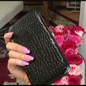 Wallet, clutch, shiny black